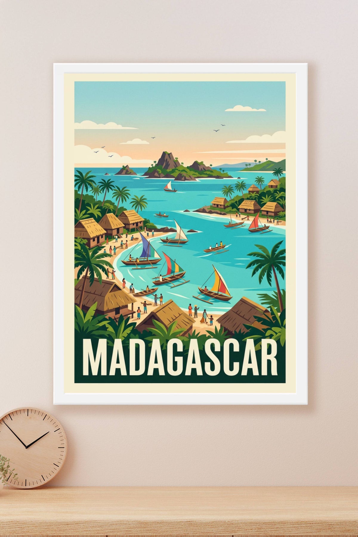 Affiche de Madagascar, poster pirogues de pêche