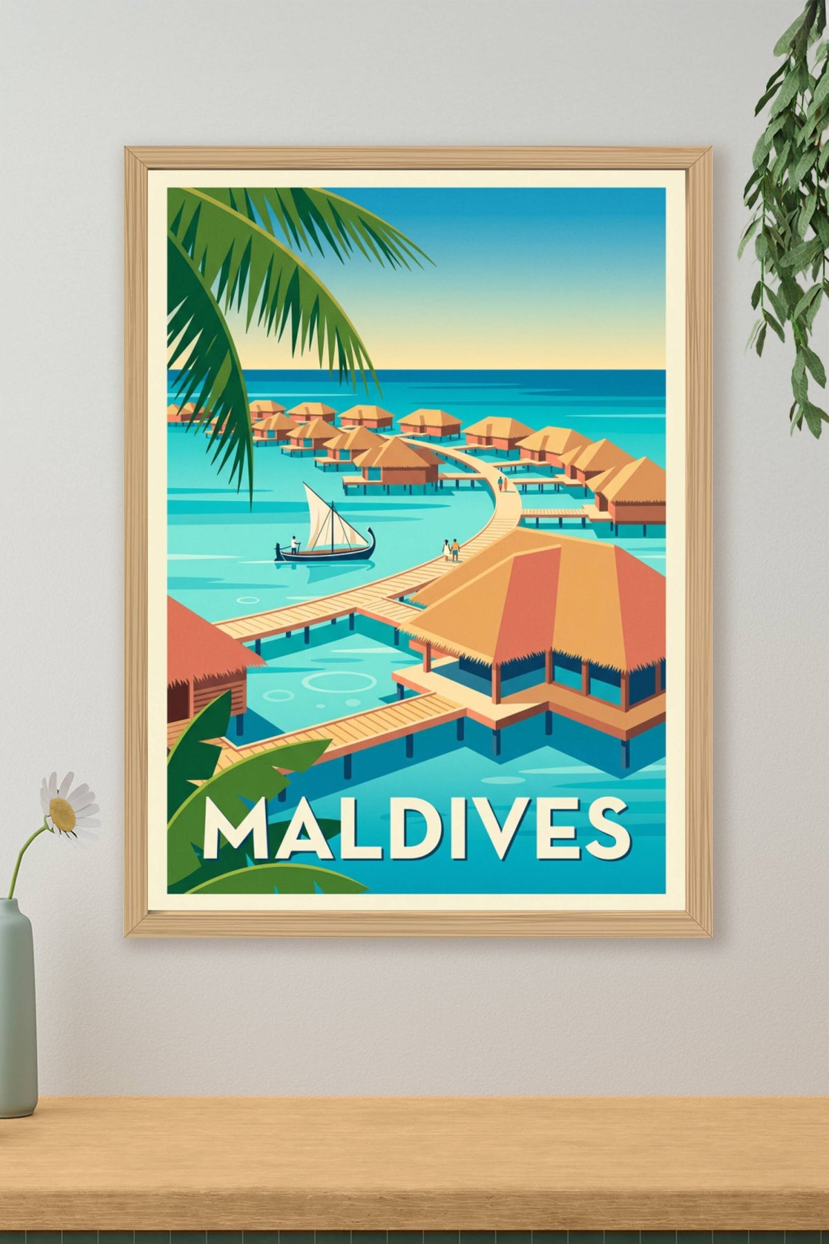 Affiche des Maldives, poster bungalows