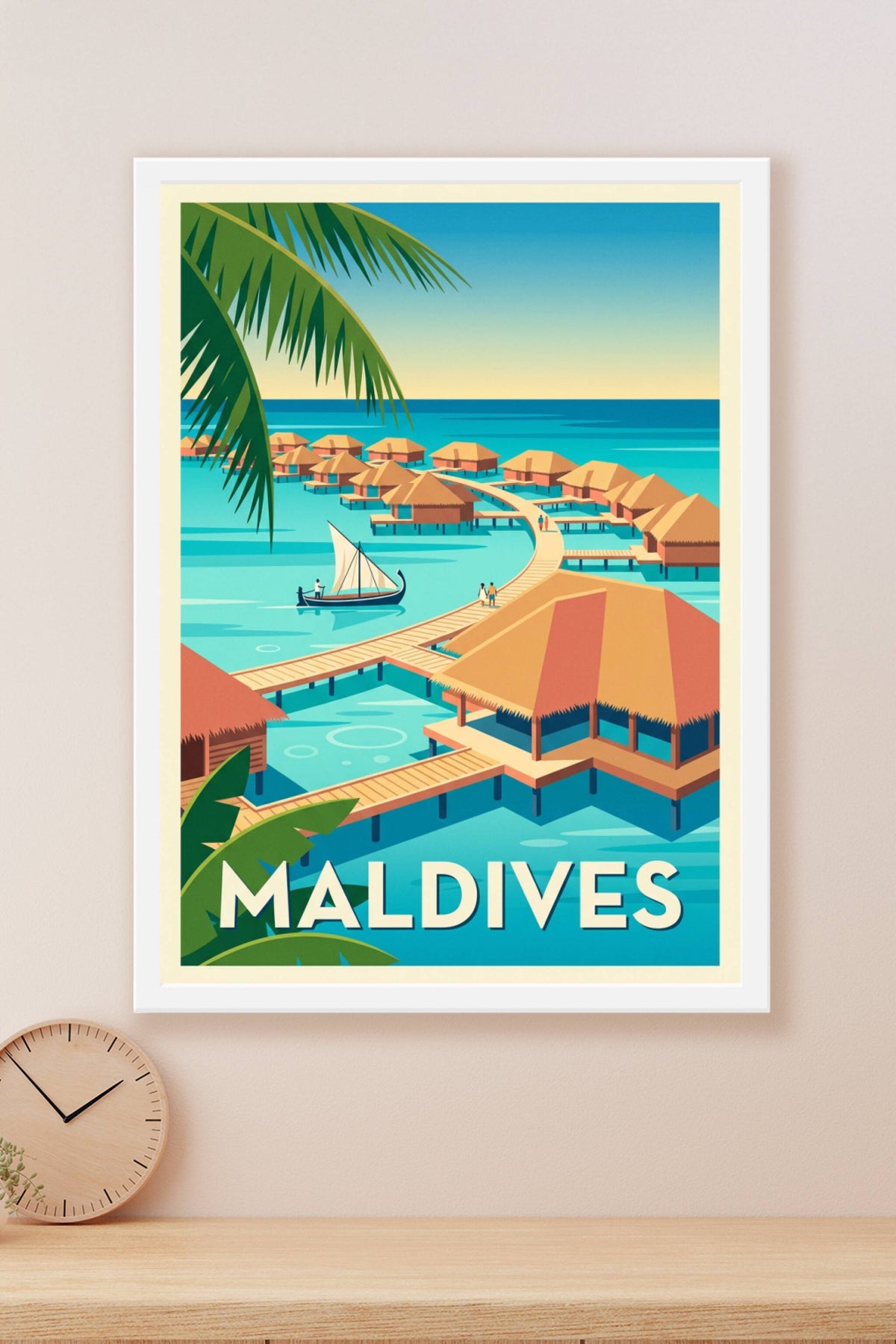 Affiche des Maldives, poster bungalows