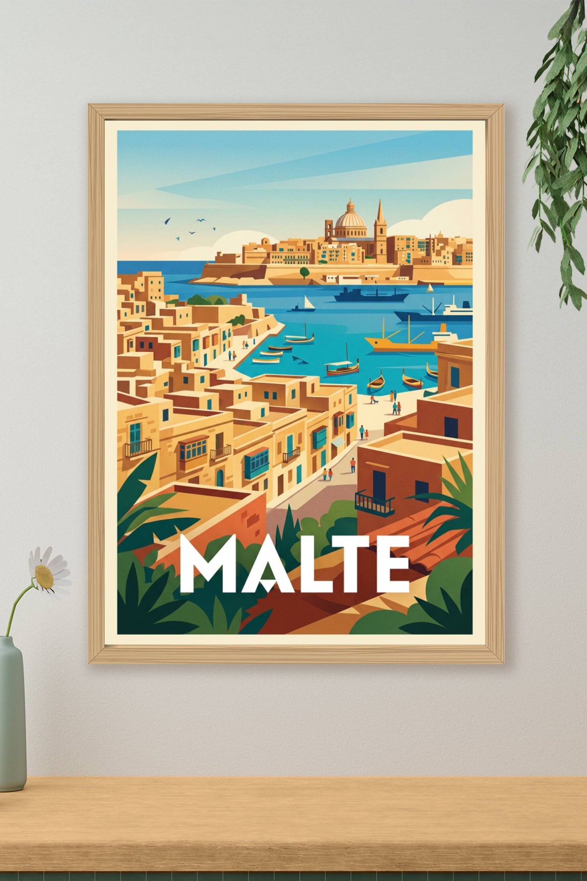 Affiche de Malte, La Valette et son port