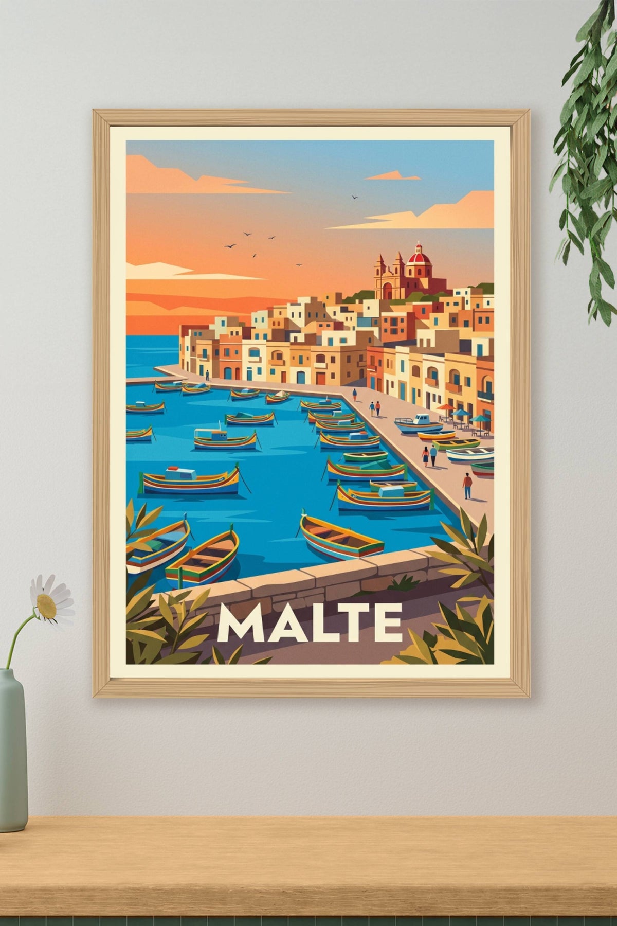 Affiche de Malte, poster voyage méditerranéen