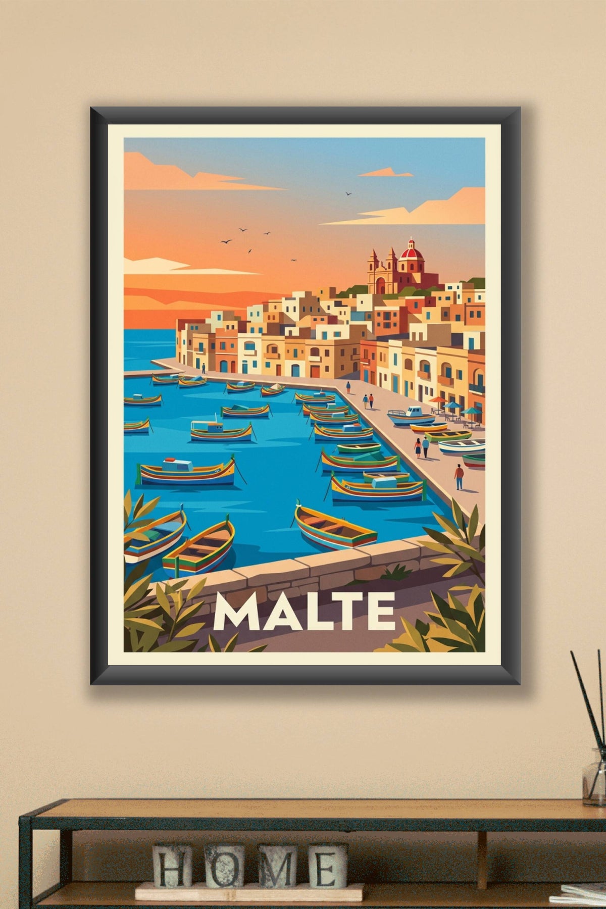 Affiche de Malte, poster voyage méditerranéen