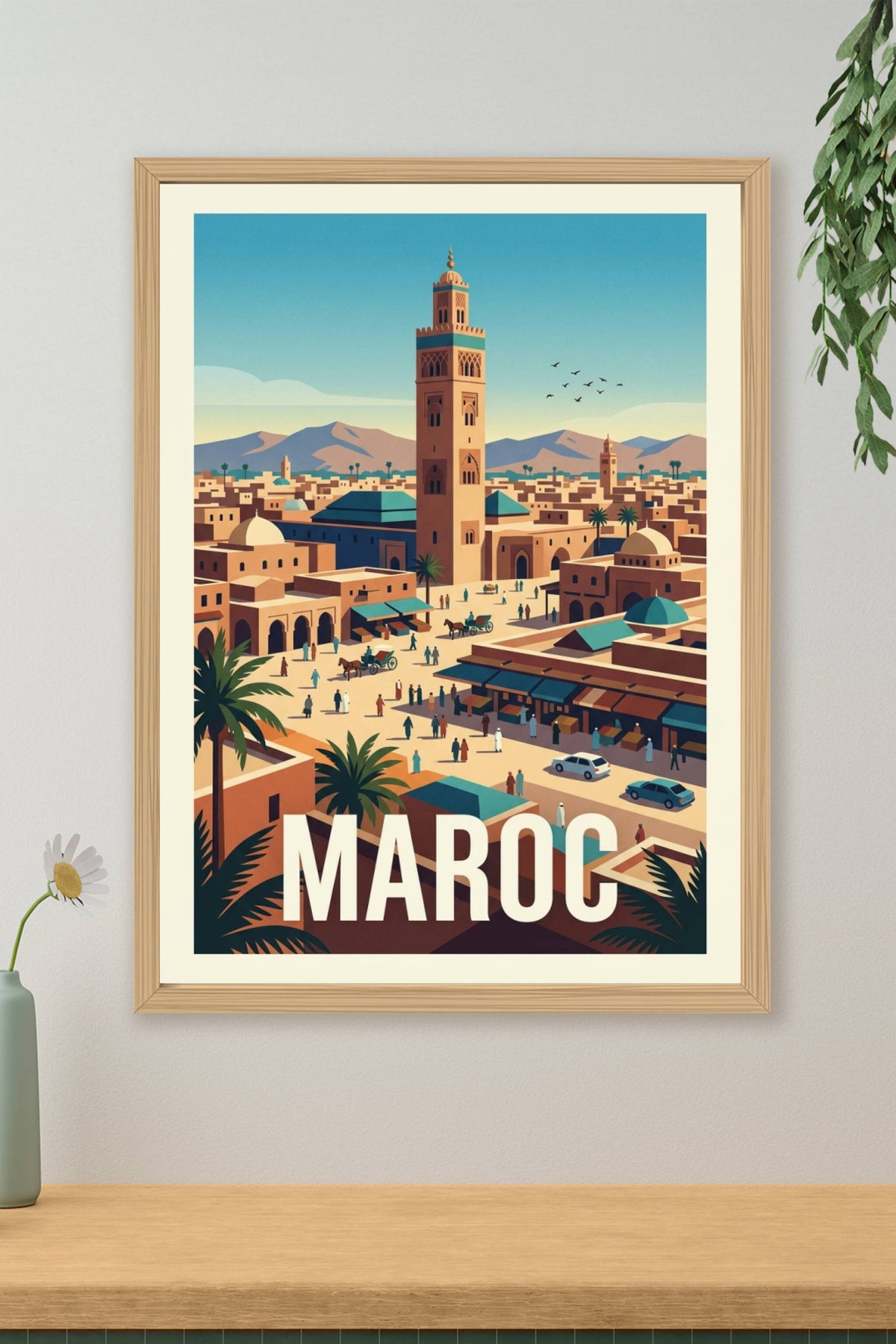 Poster du Maroc, affiche de Marrakech et son minaret