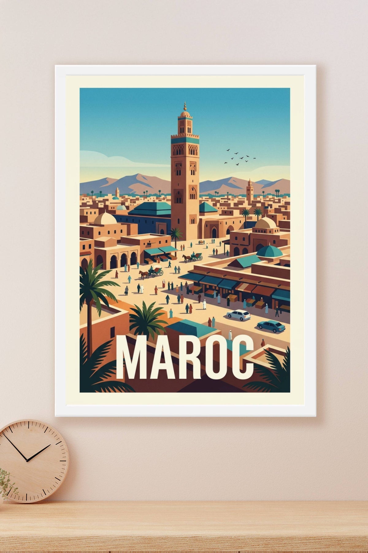 Poster du Maroc, affiche de Marrakech et son minaret