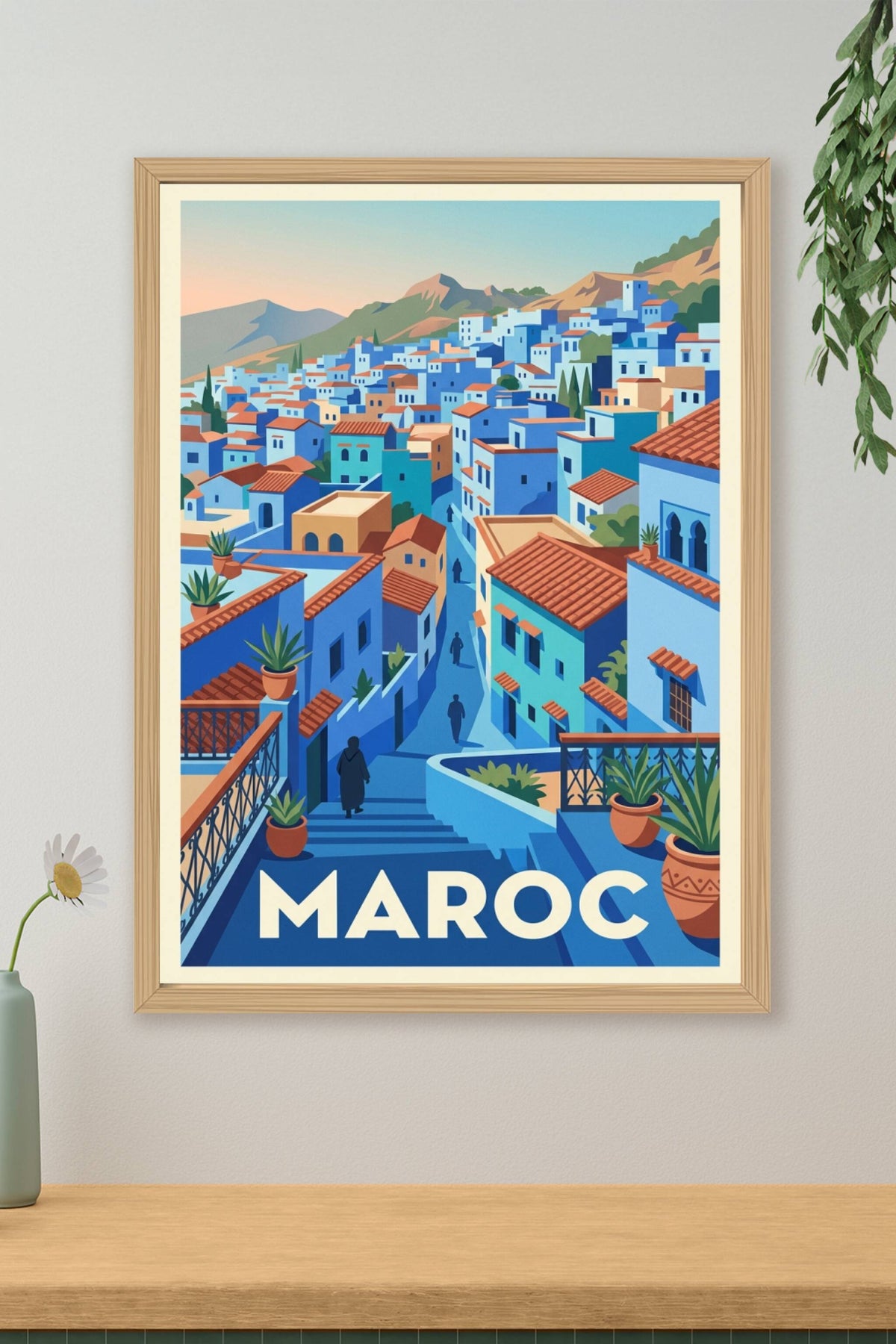 Affiche du Maroc, poster ville bleue