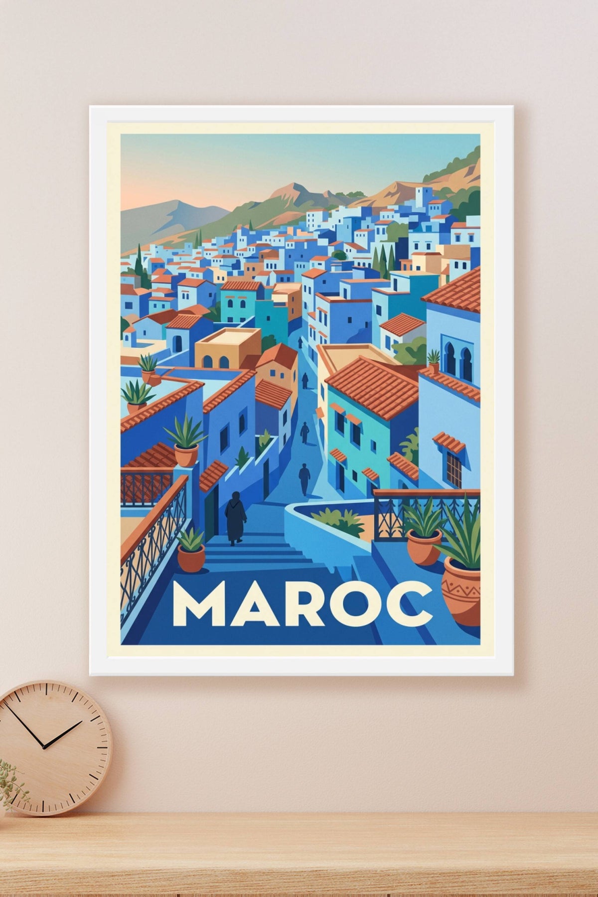 Affiche du Maroc, poster ville bleue