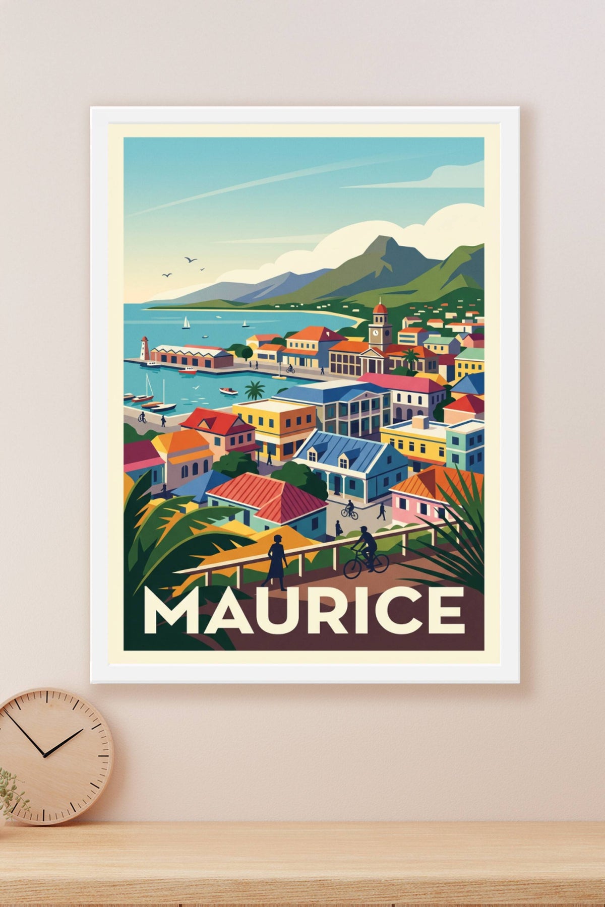 Affiche de l'Île Maurice, maisons colorées