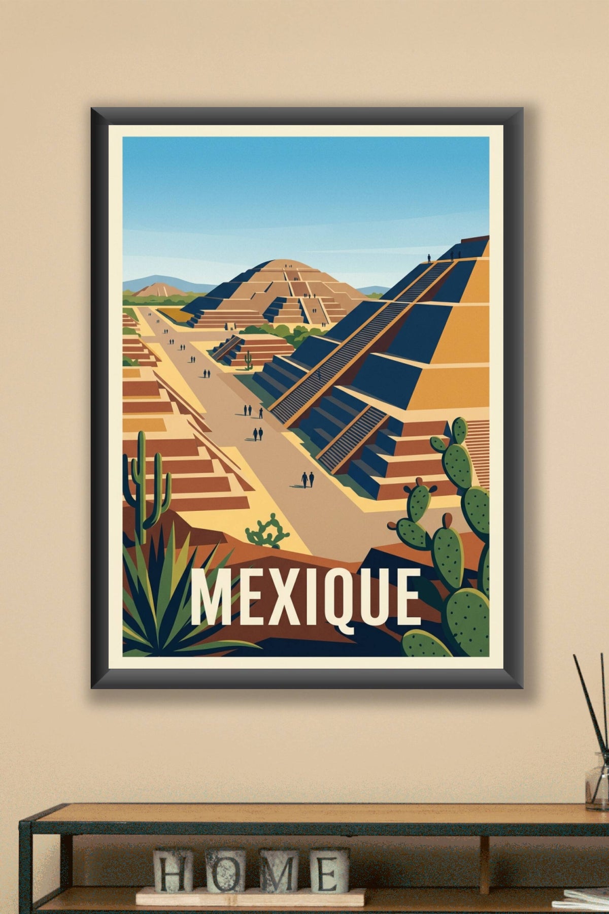 Affiche du Mexique, pyramides Teotihuacan