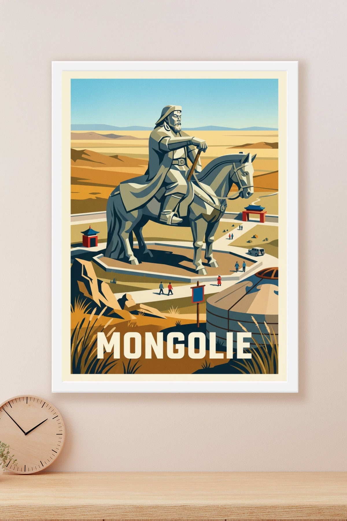 Affiche de Mongolie, statue Genghis Khan