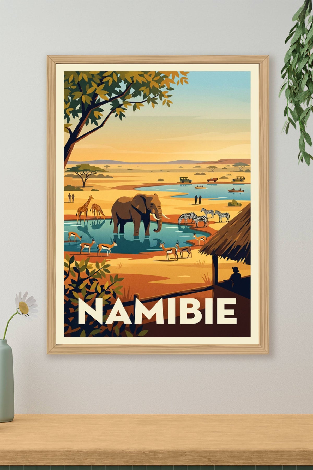 Affiche de Namibie, poster savane et safari