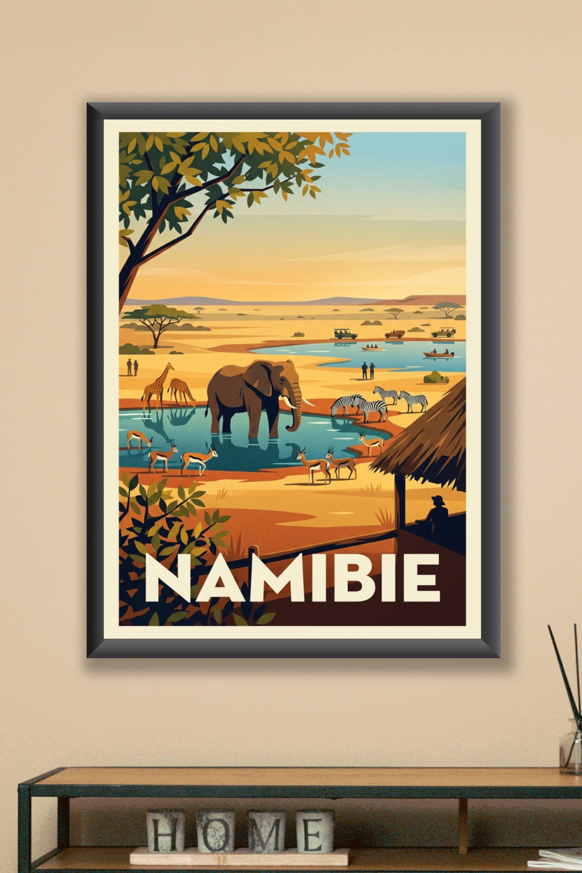 Affiche de Namibie, poster savane et safari