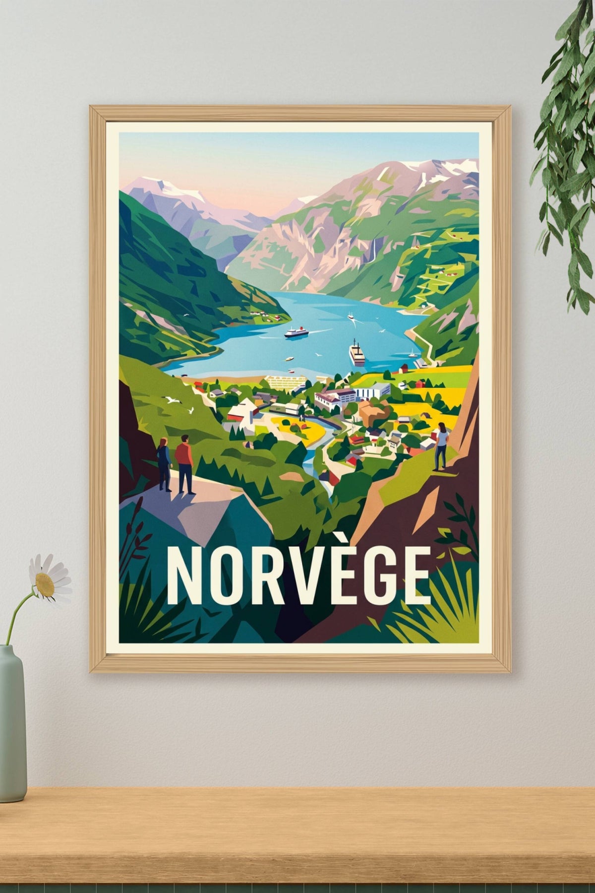 Affiche de Norvège, fjords et montagnes