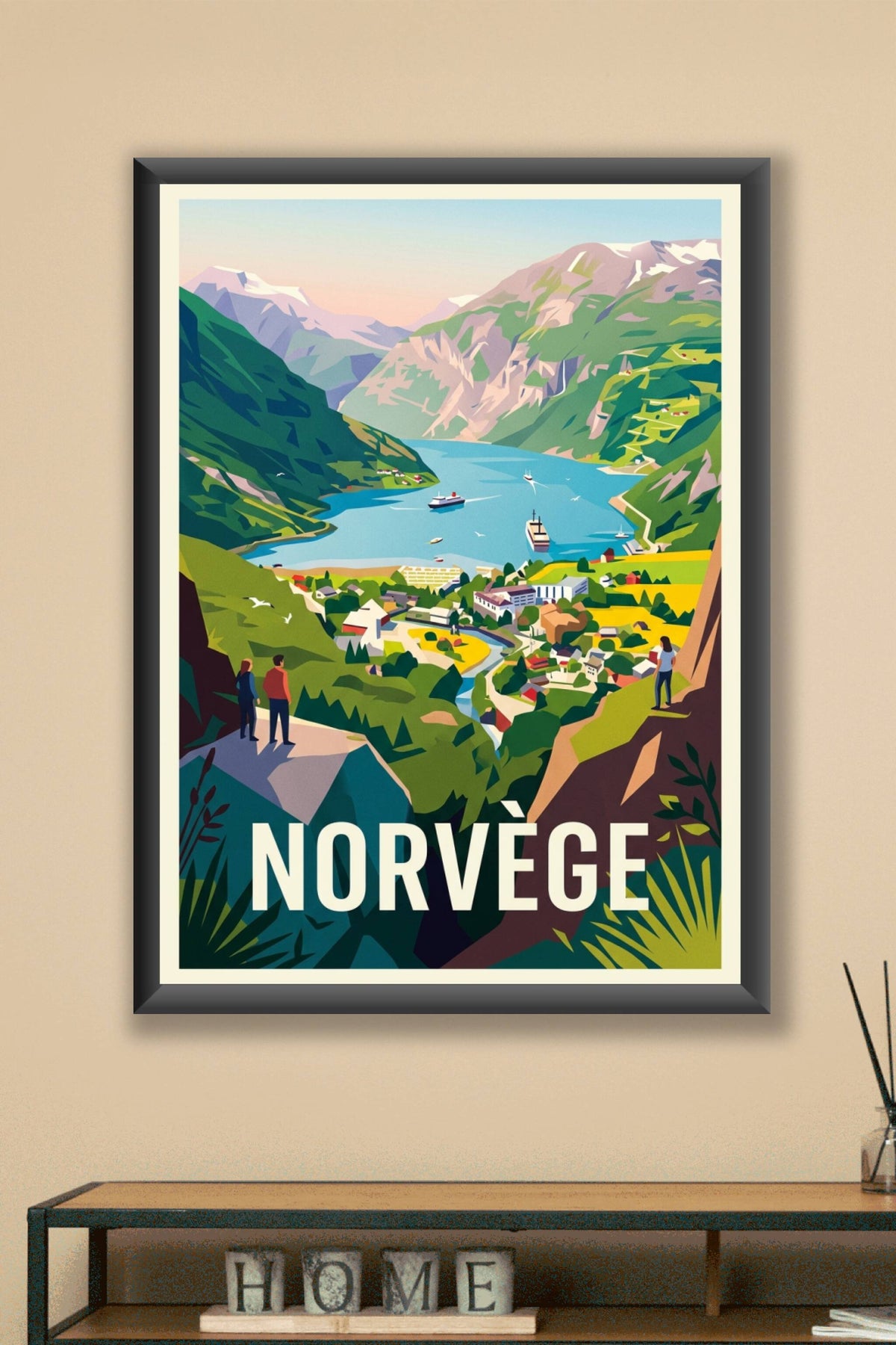 Affiche de Norvège, fjords et montagnes
