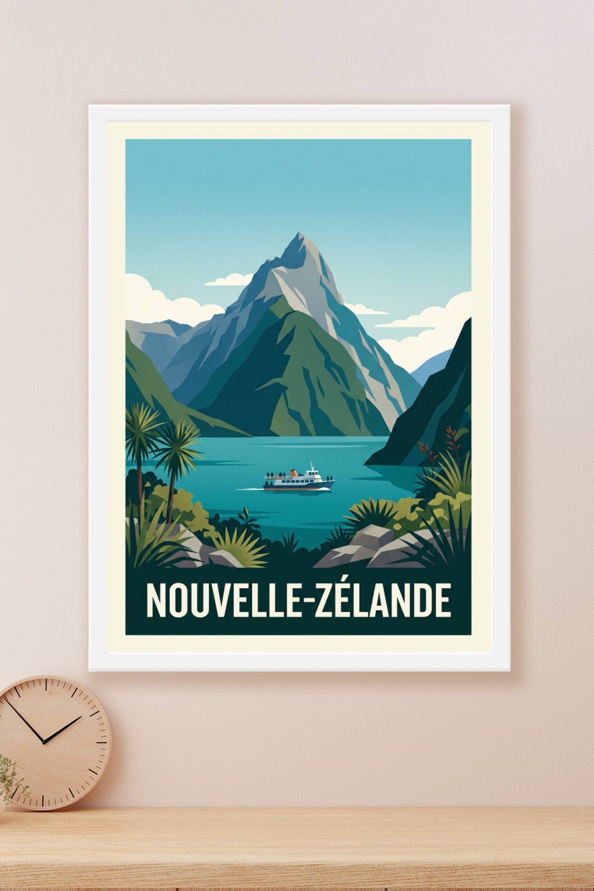Affiche de Nouvelle-Zélande, paysage de fjord