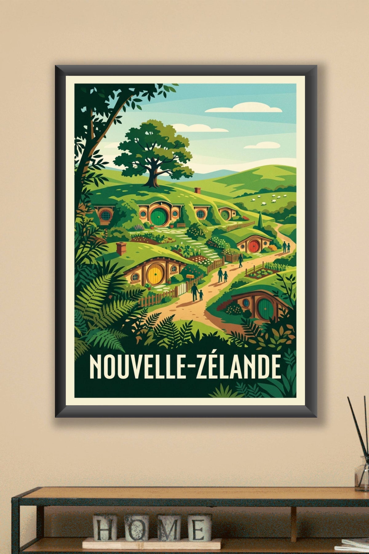 Affiche de Nouvelle-Zélande, poster Hobbiton