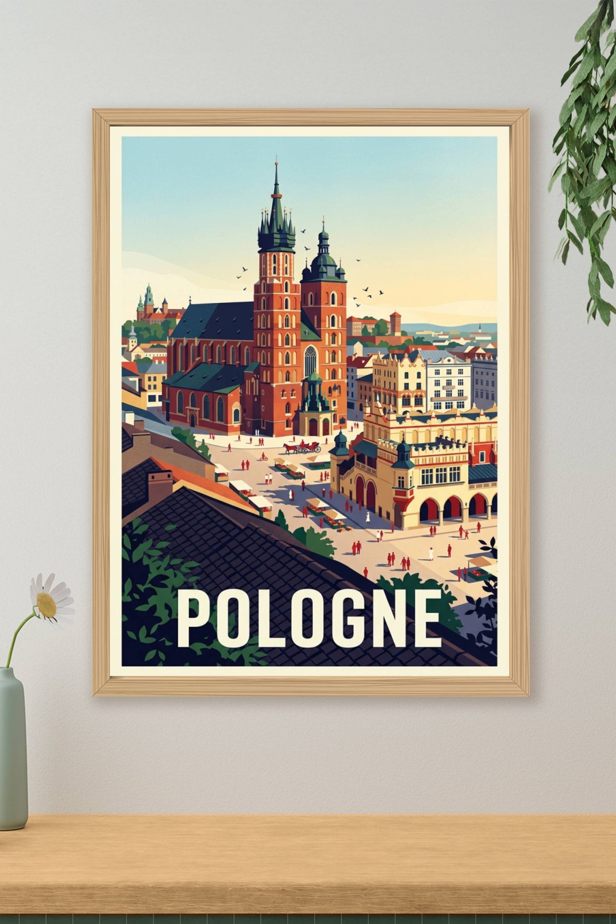 Affiche de Pologne, poster place de Cracovie