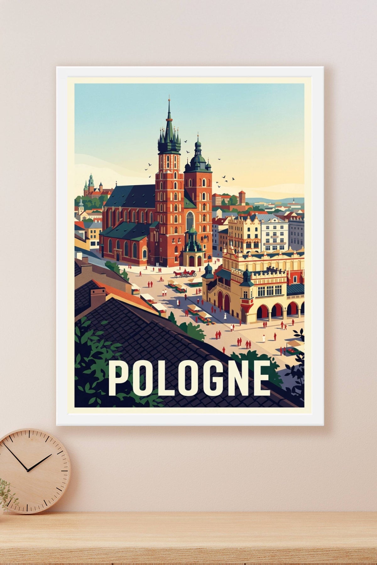 Affiche de Pologne, poster place de Cracovie