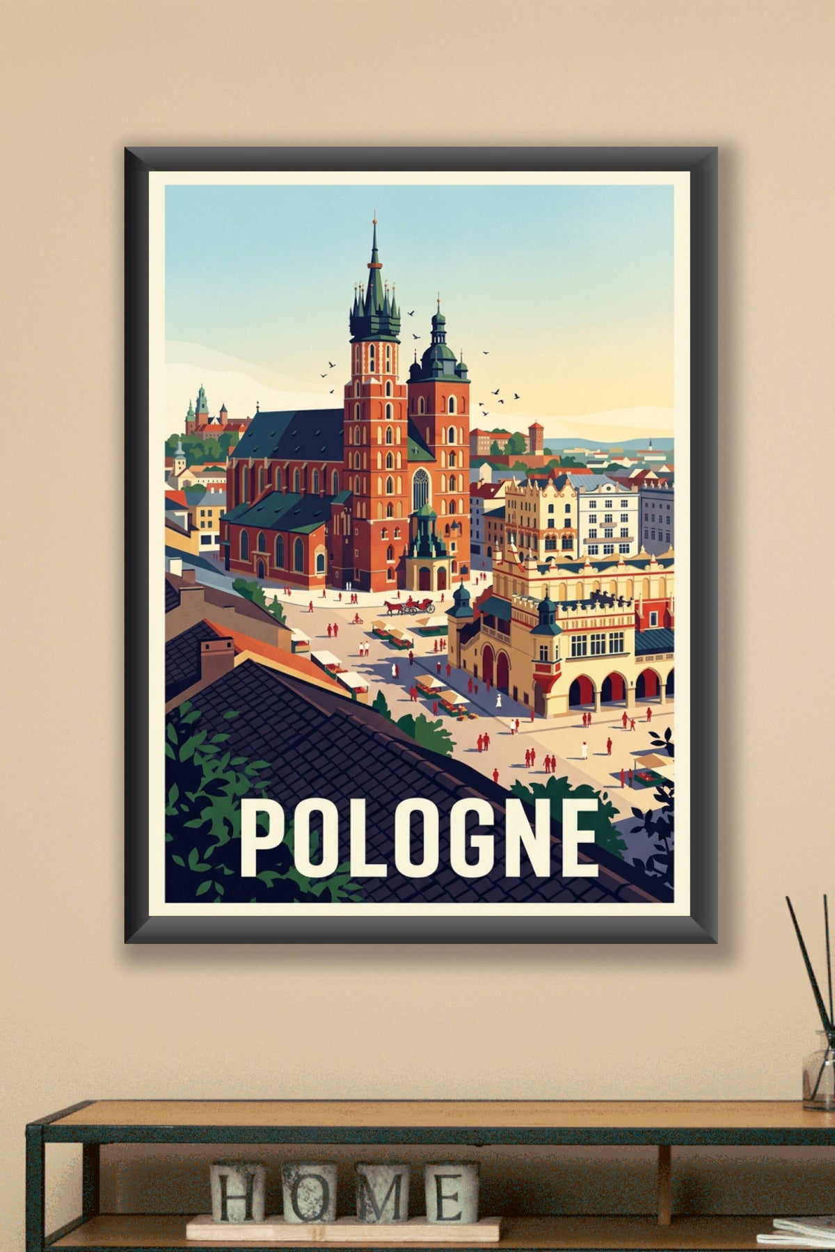 Affiche de Pologne, poster place de Cracovie