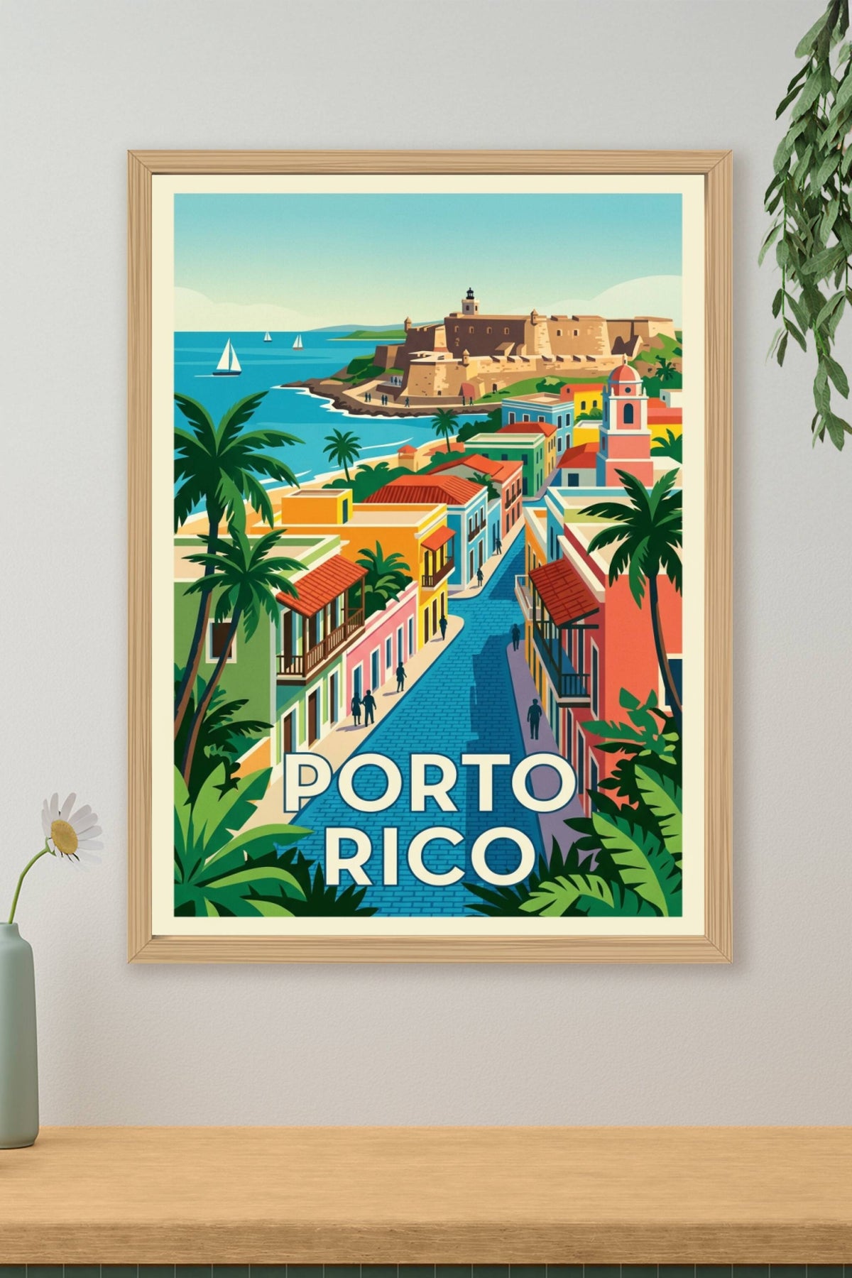 Poster Porto Rico, architecture coloniale