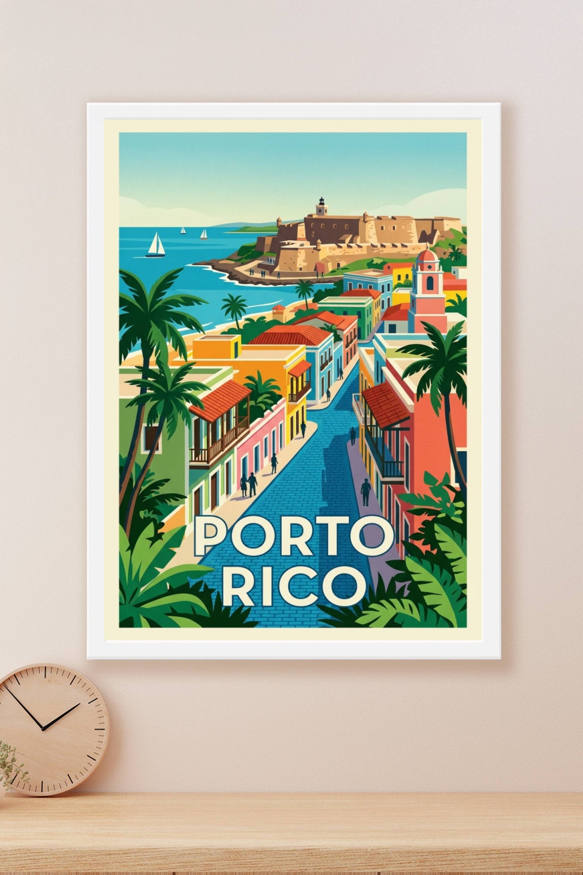 Poster Porto Rico, architecture coloniale