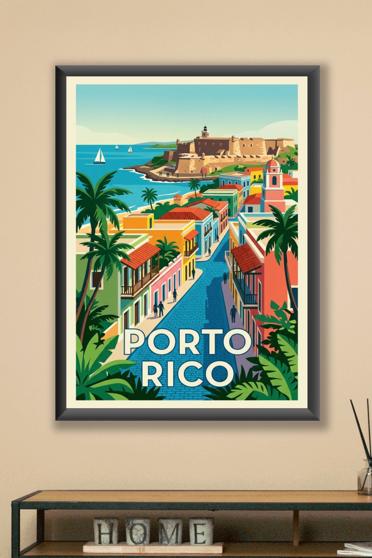 Poster Porto Rico, architecture coloniale