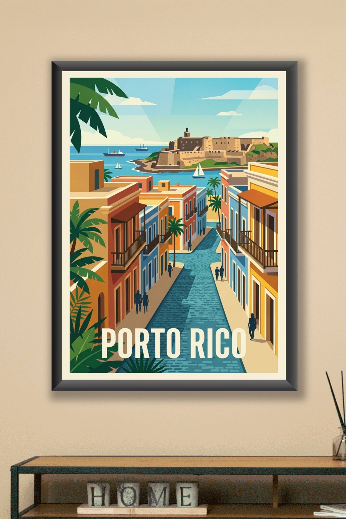Affiche de Porto Rico, poster rues colorées