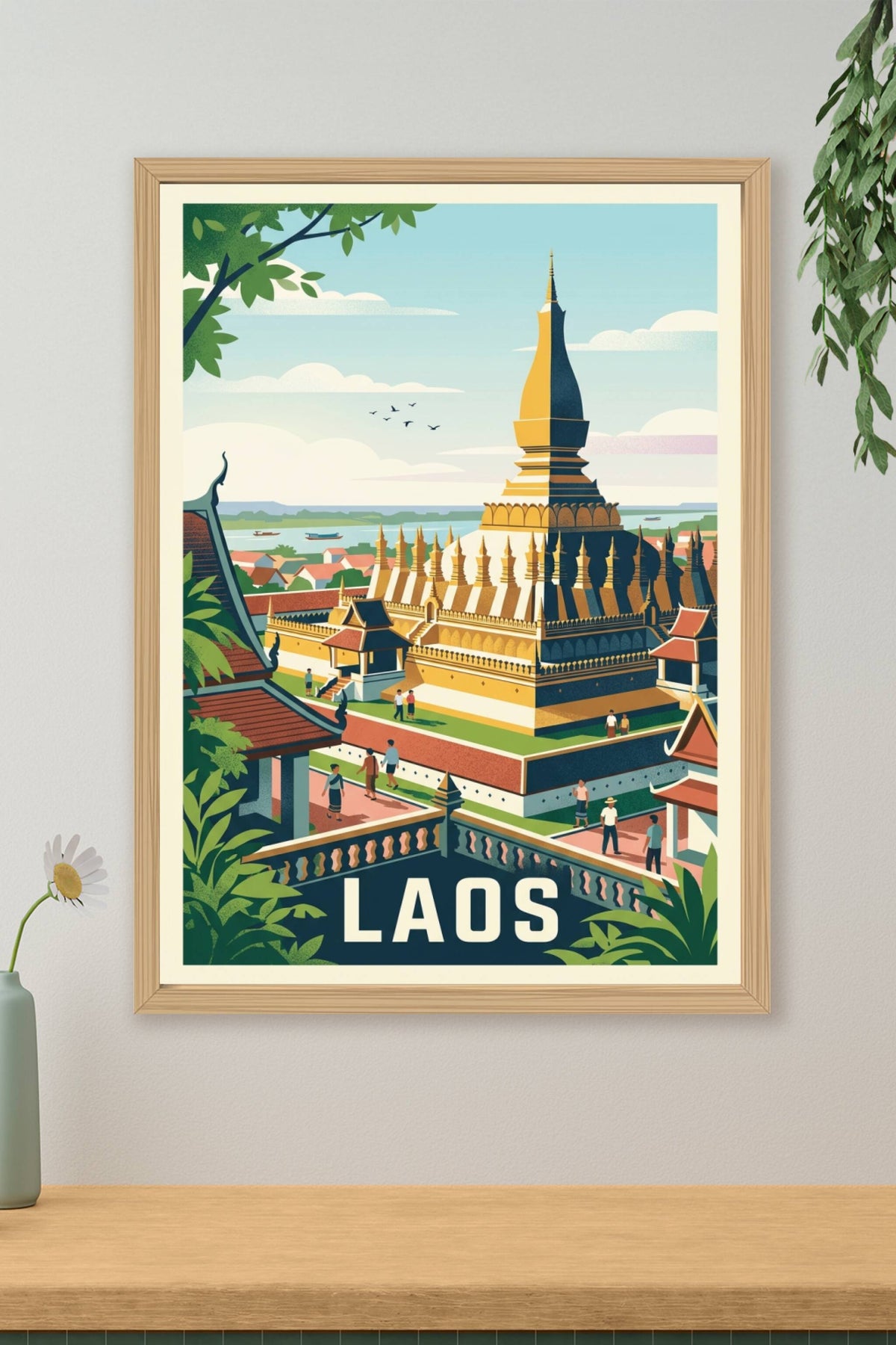 Affiche du Laos, poster monument doré