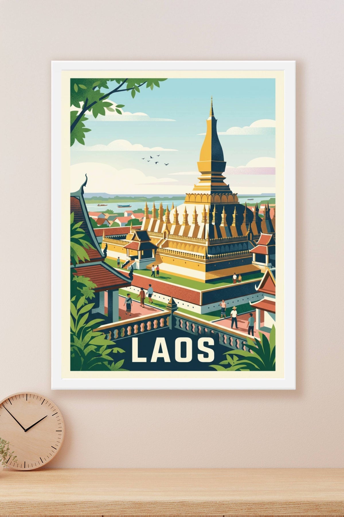 Affiche du Laos, poster monument doré