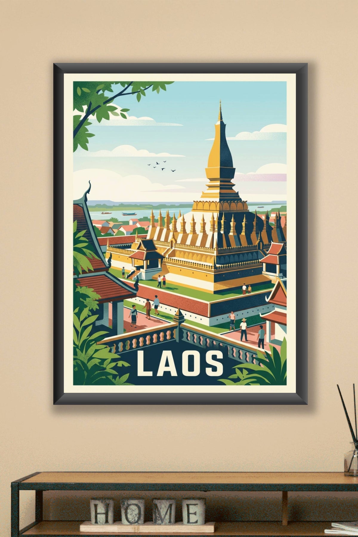 Affiche du Laos, poster monument doré