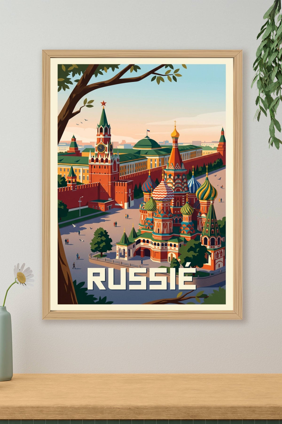 Affiche de Russie, dômes colorés et Kremlin