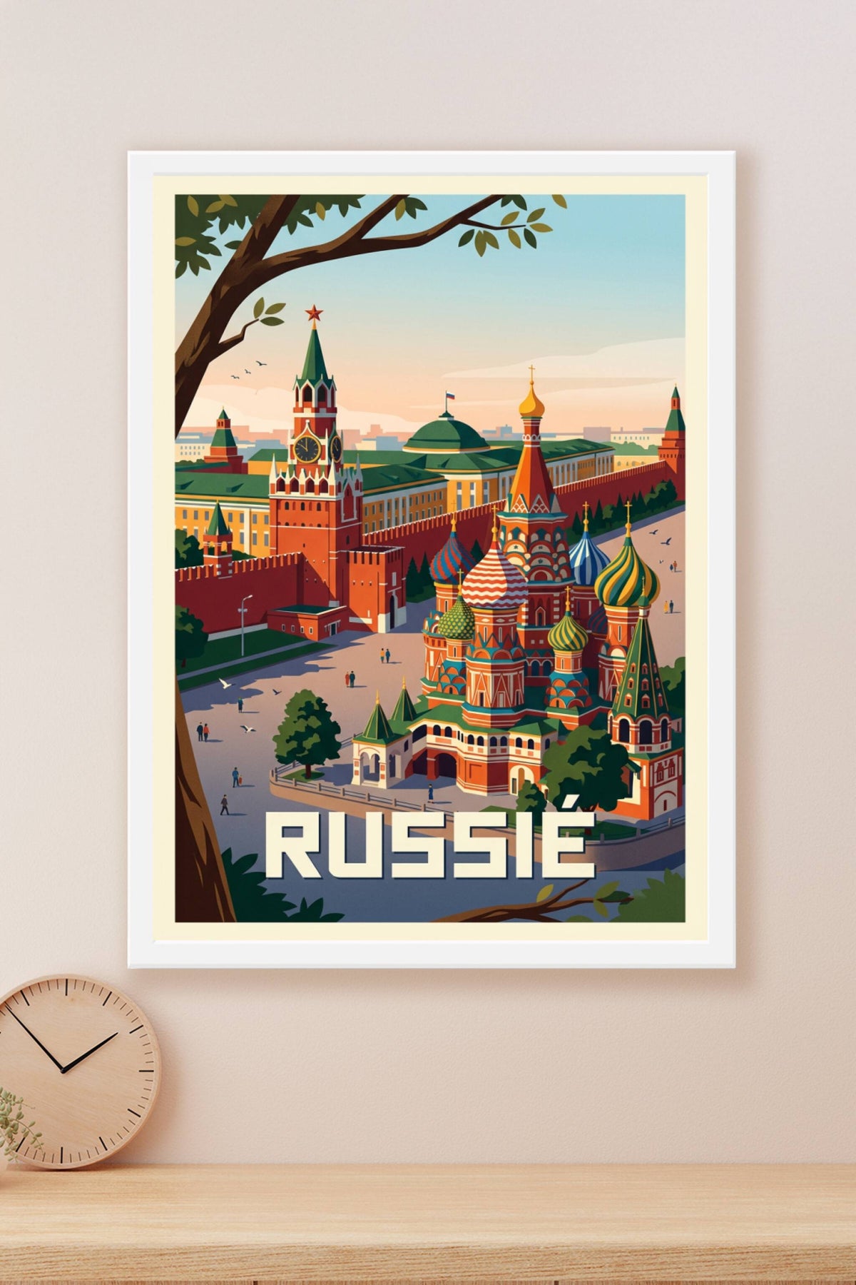 Affiche de Russie, dômes colorés et Kremlin