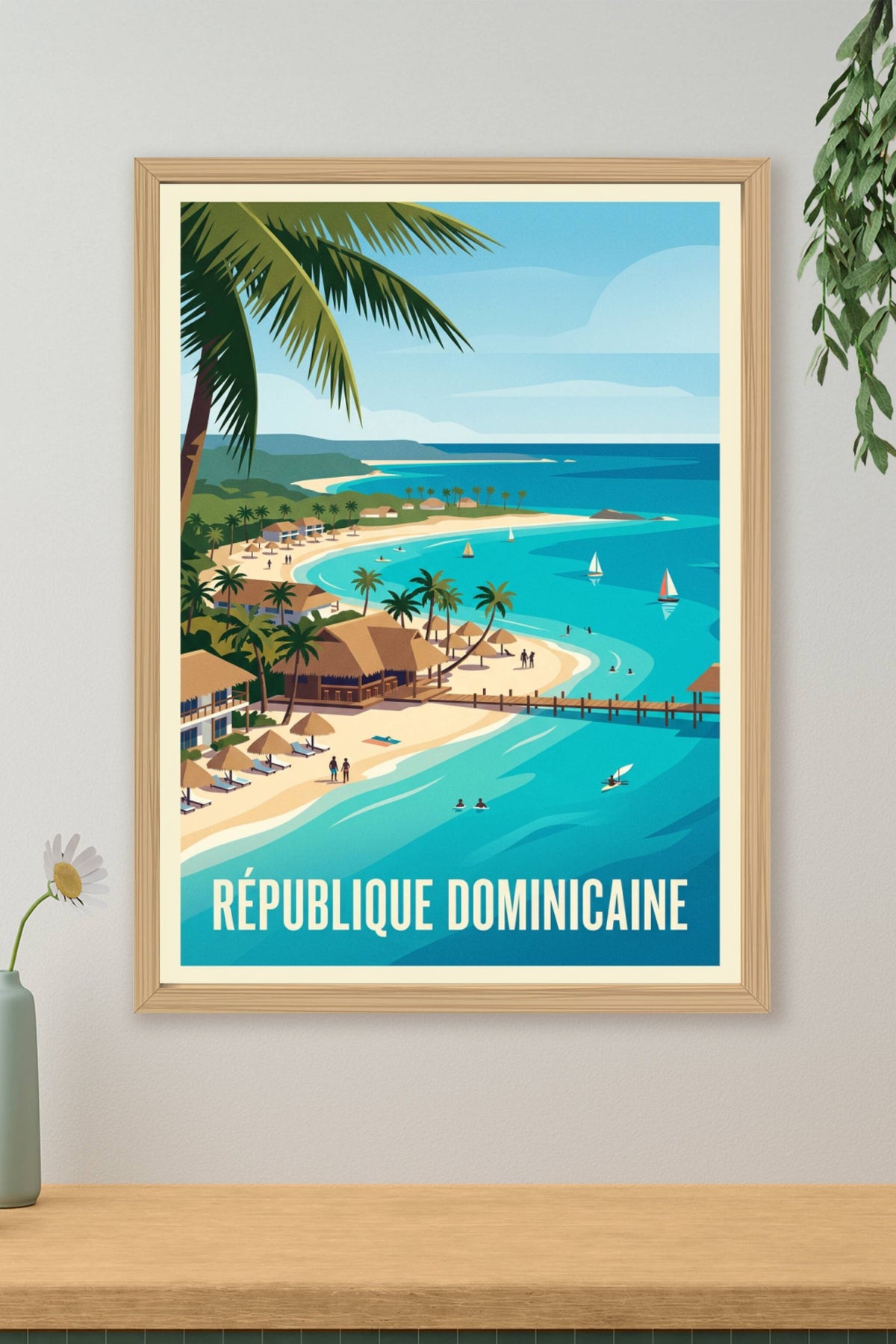 Poster de République Dominicaine, plage et palmiers