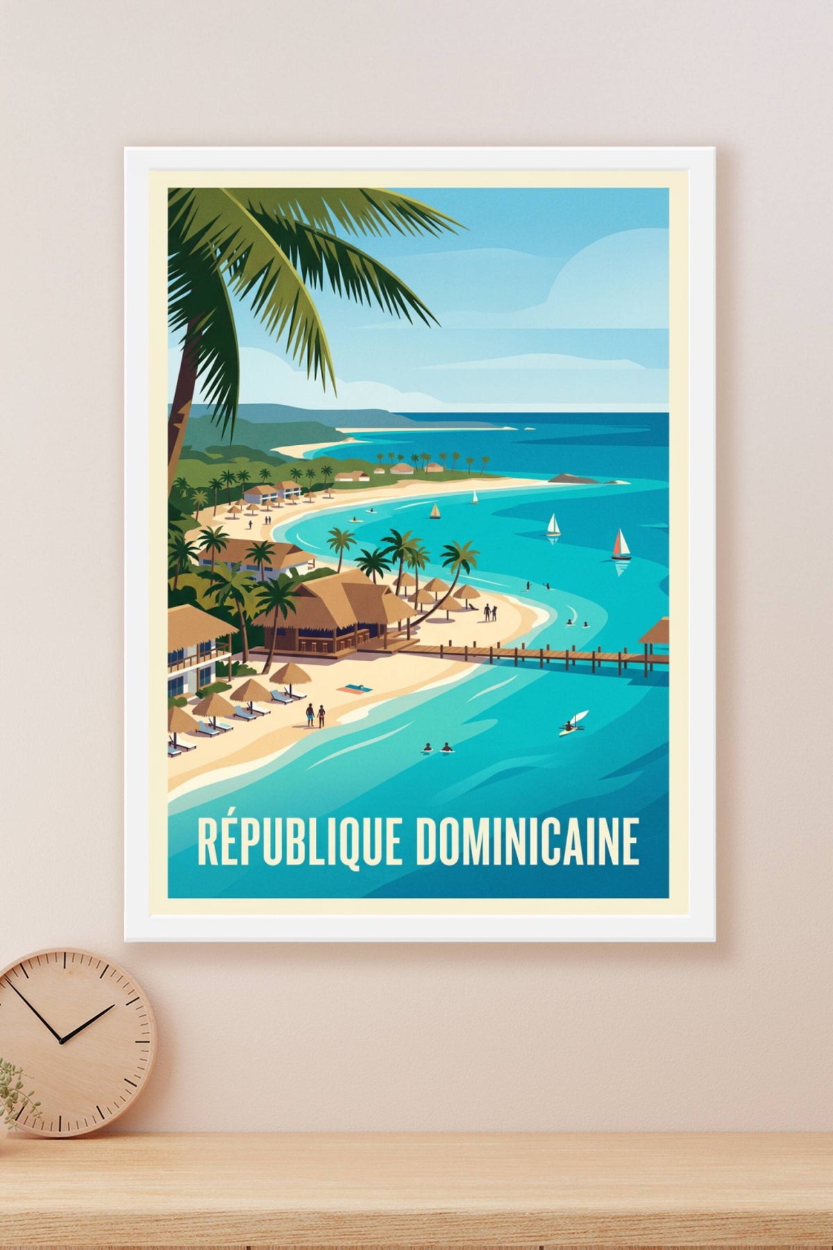 Poster de République Dominicaine, plage et palmiers