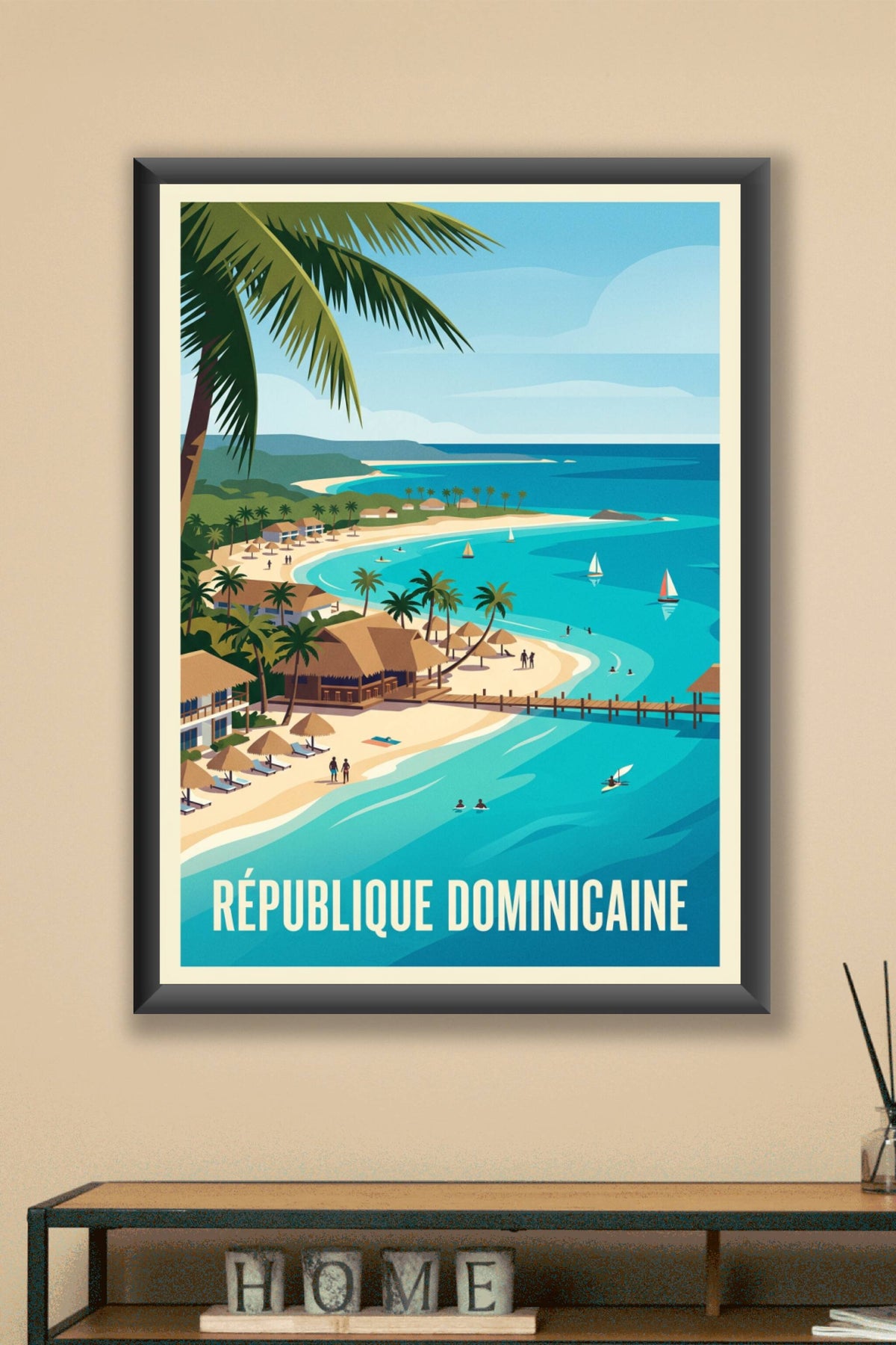 Poster de République Dominicaine, plage et palmiers