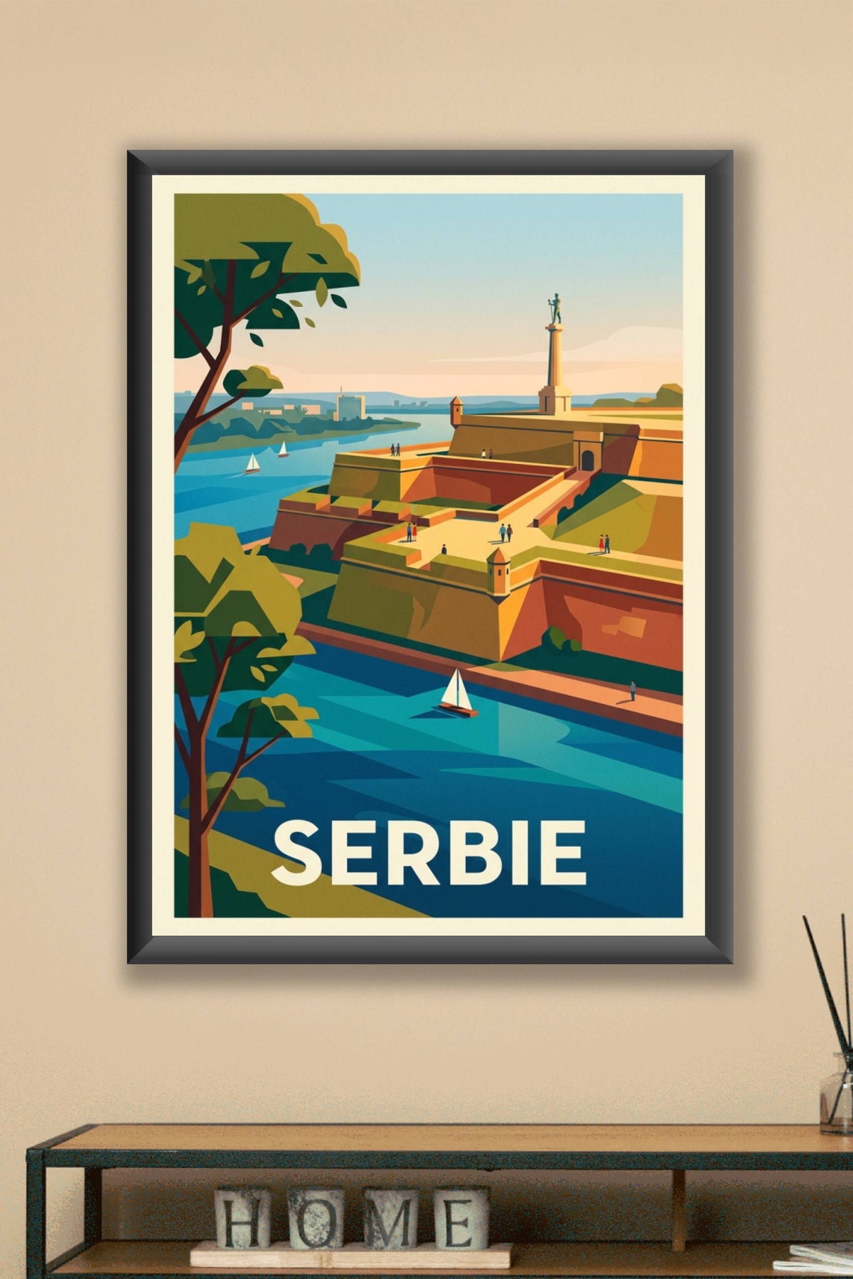 Affiche de Serbie, Belgrade et le Danube