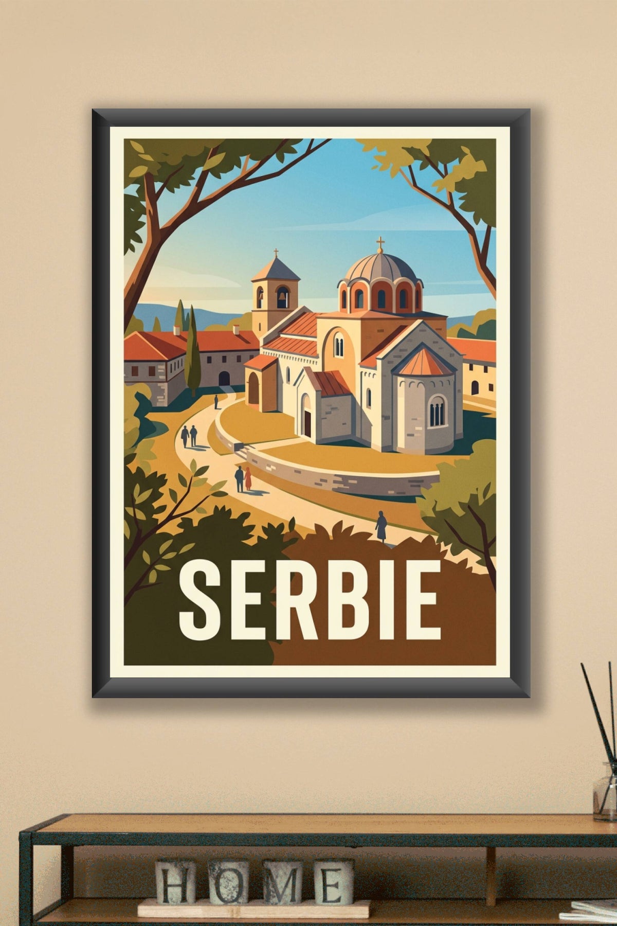 Affiche de Serbie, monastère orthodoxe