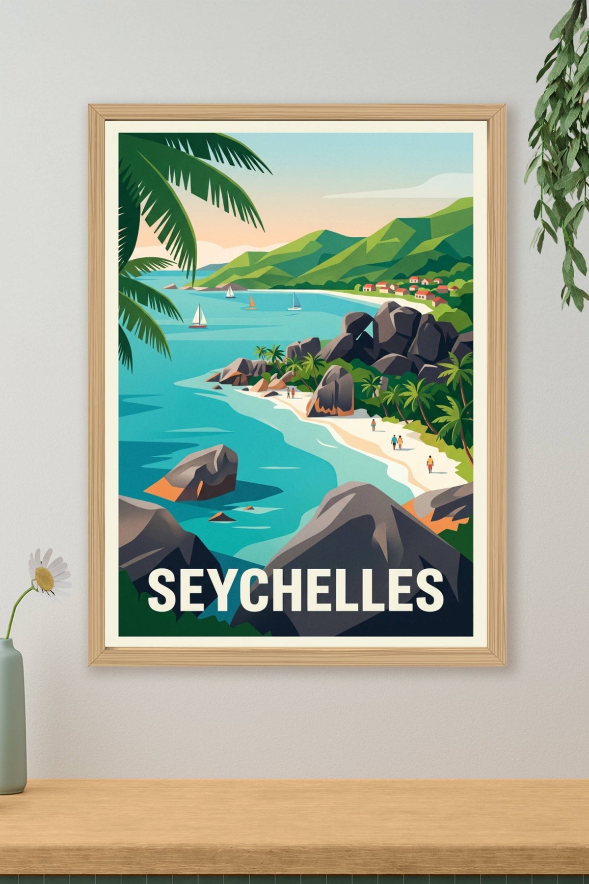 Poster des Seychelles, plage paradisiaque