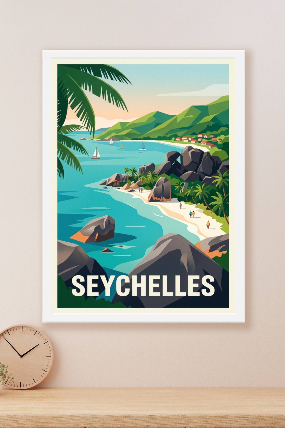 Poster des Seychelles, plage paradisiaque