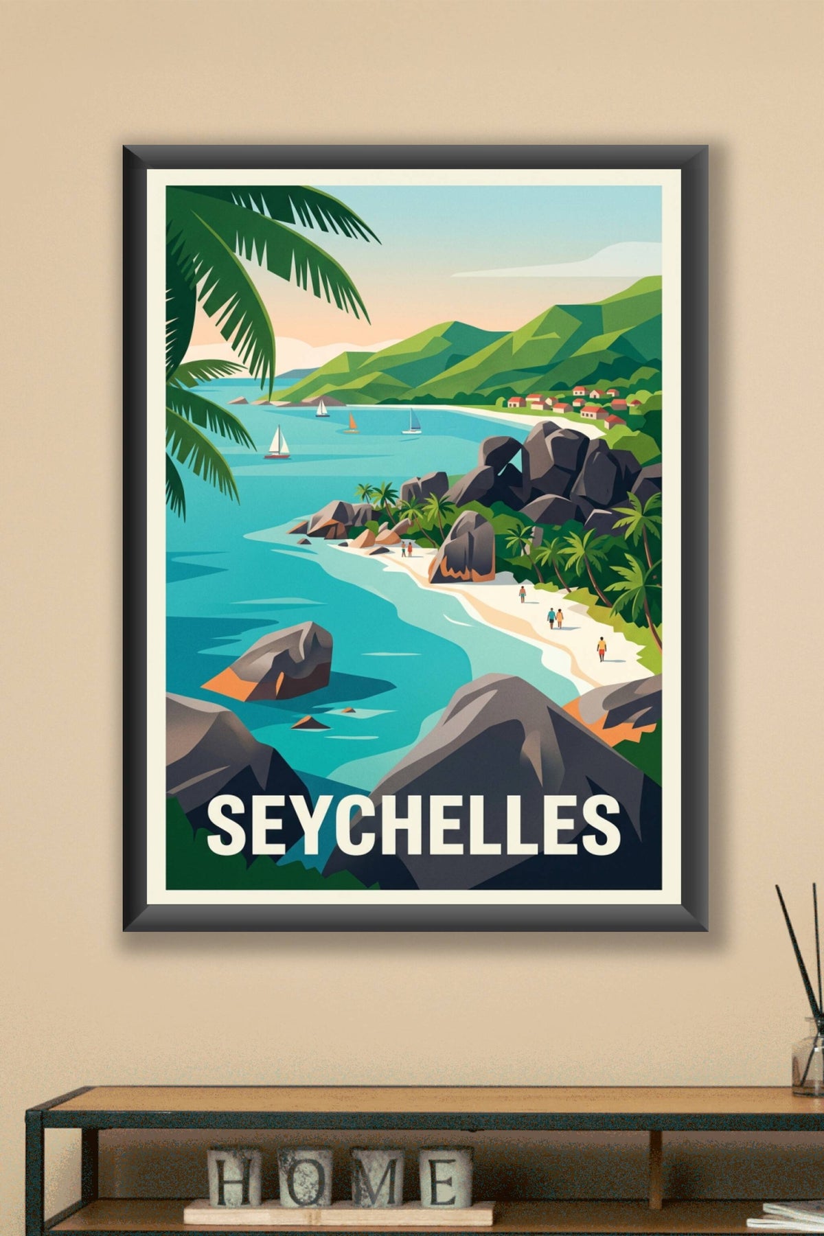 Poster des Seychelles, plage paradisiaque
