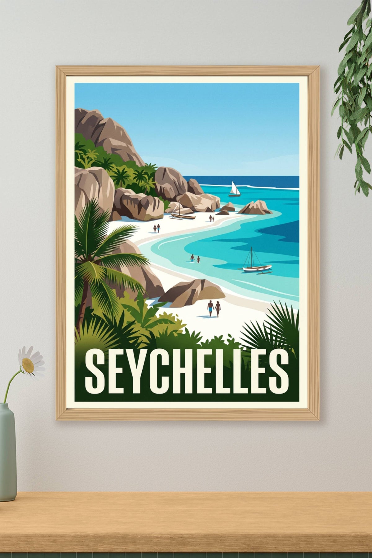 Poster des Seychelles, plage paradisiaque