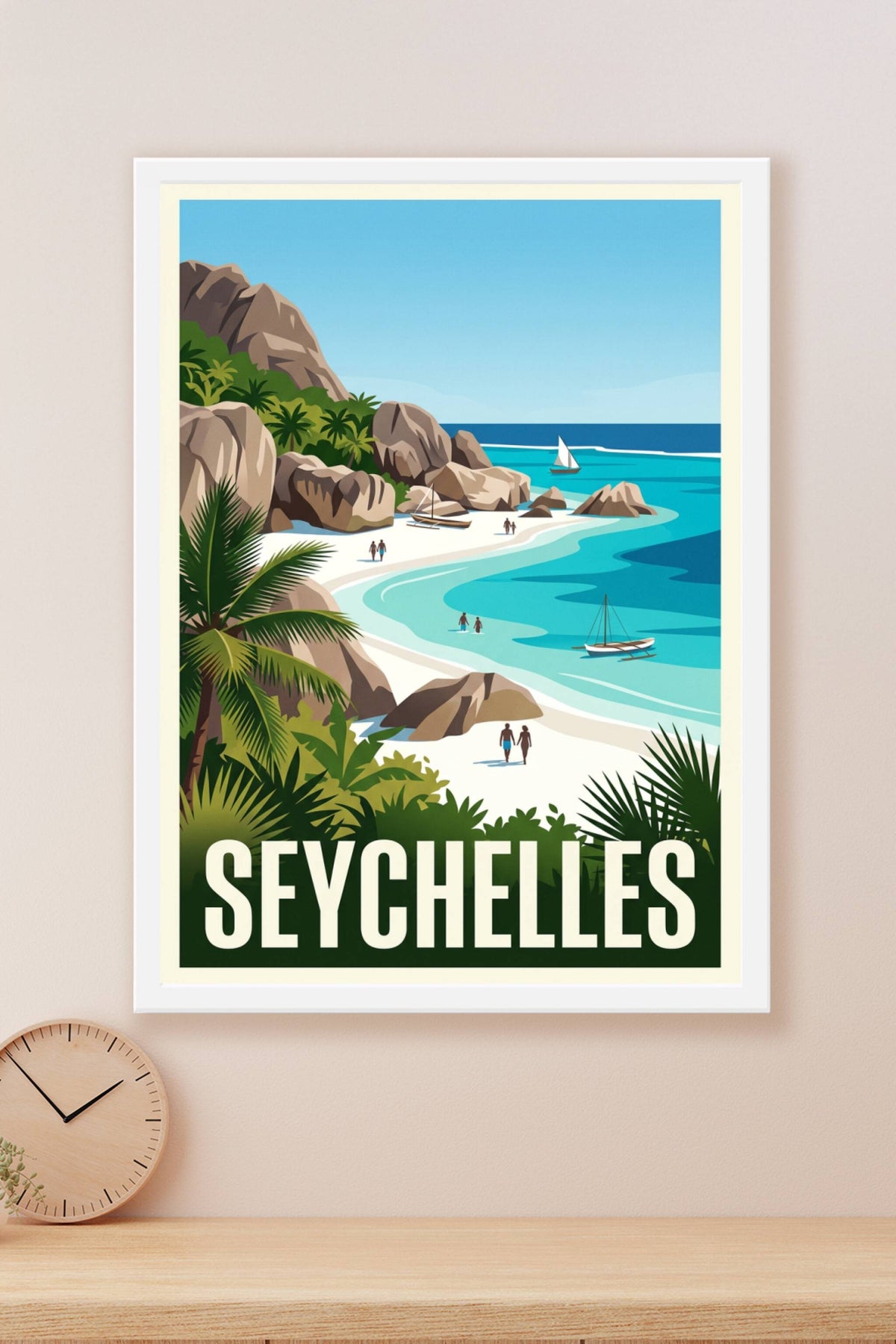 Poster des Seychelles, plage paradisiaque