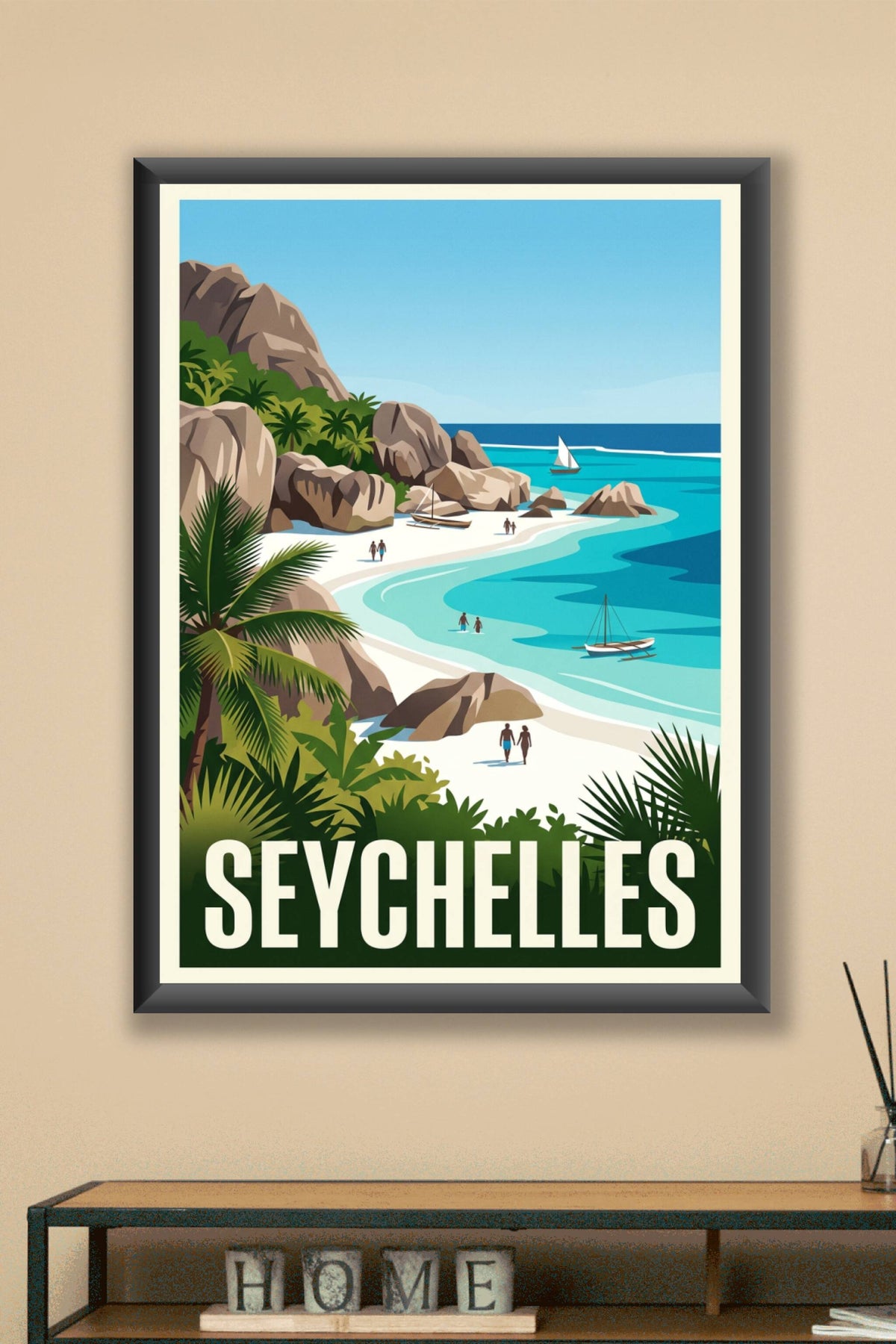 Poster des Seychelles, plage paradisiaque
