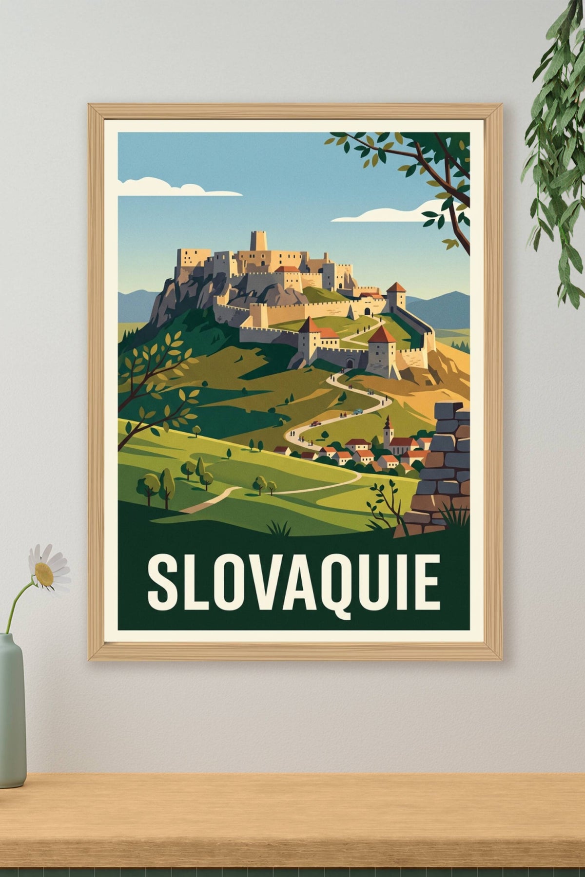 Affiche de Slovaquie, château de Spiš vintage