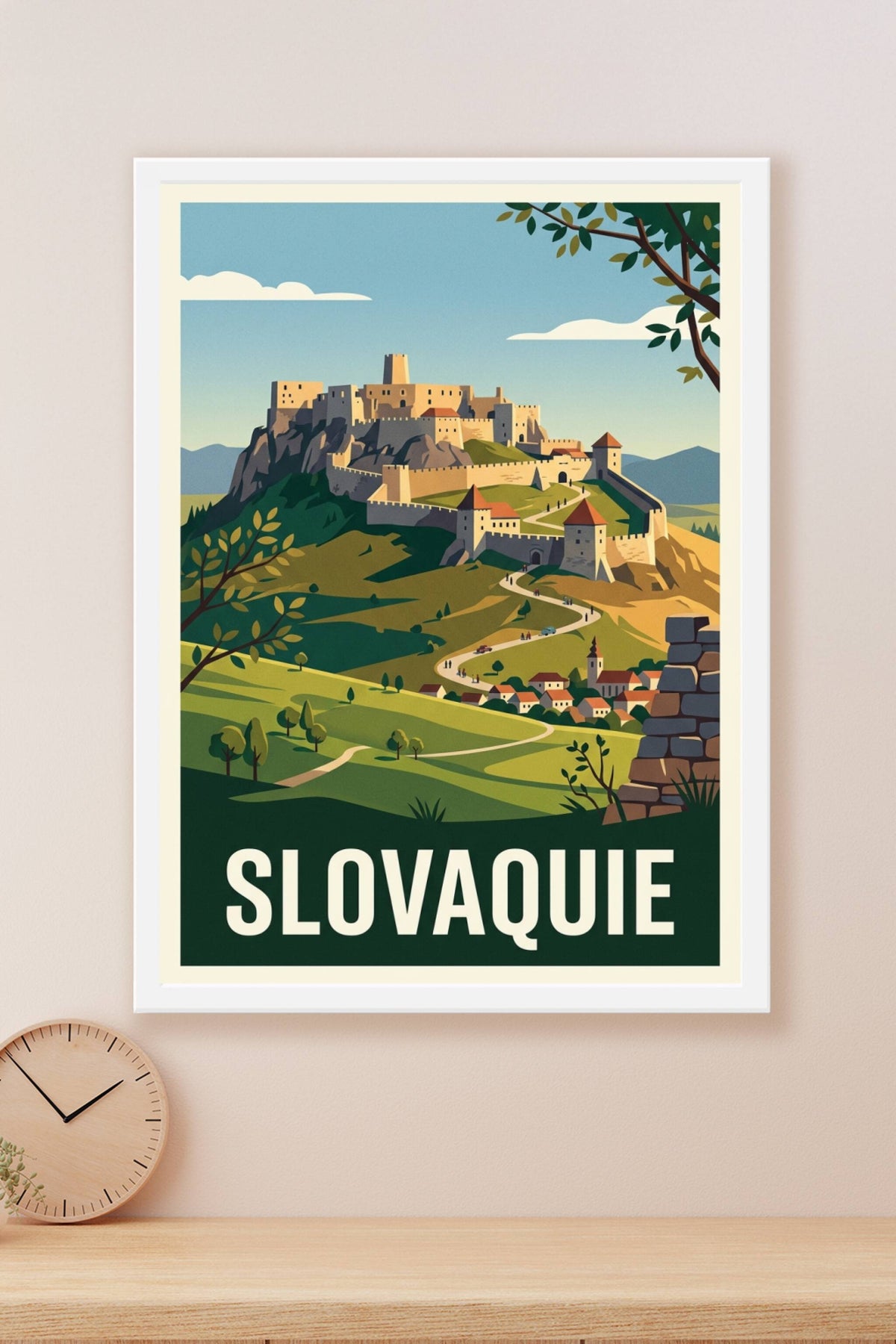Affiche de Slovaquie, château de Spiš vintage