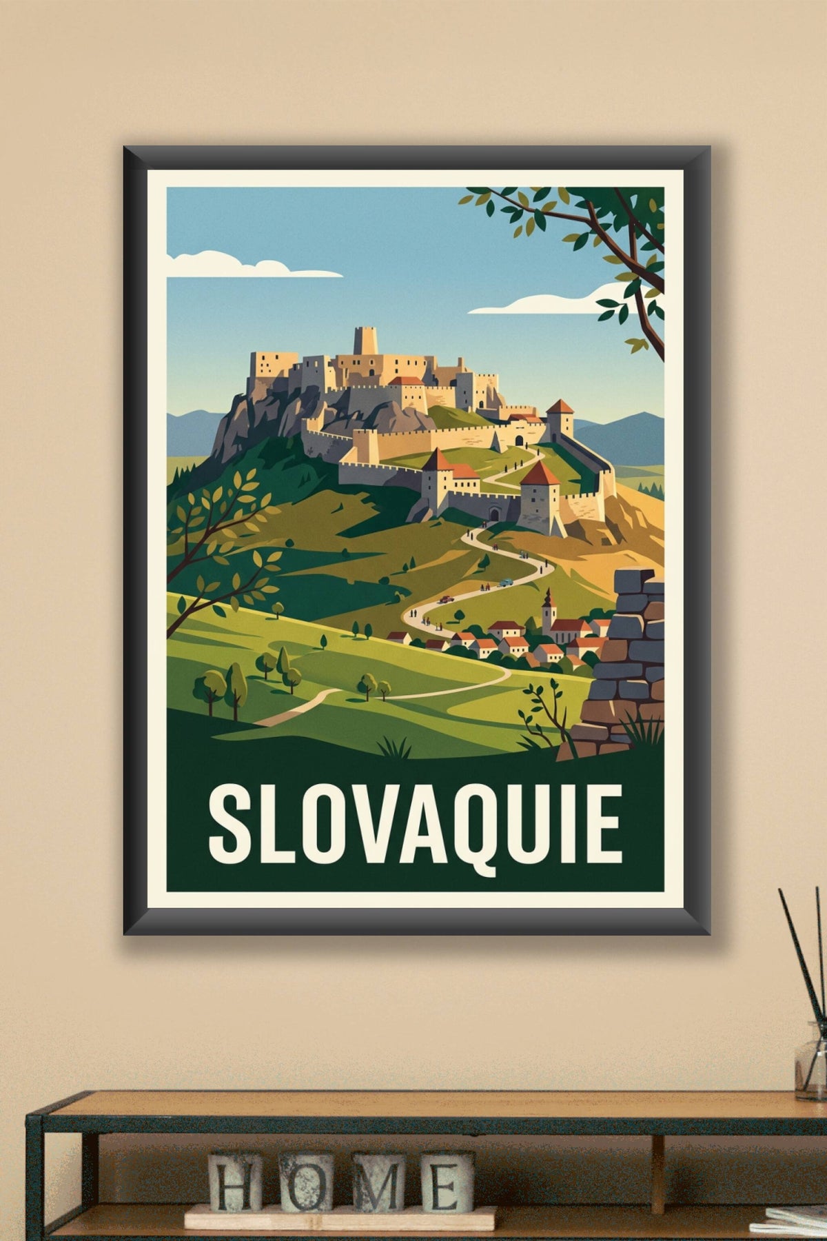 Affiche de Slovaquie, château de Spiš vintage