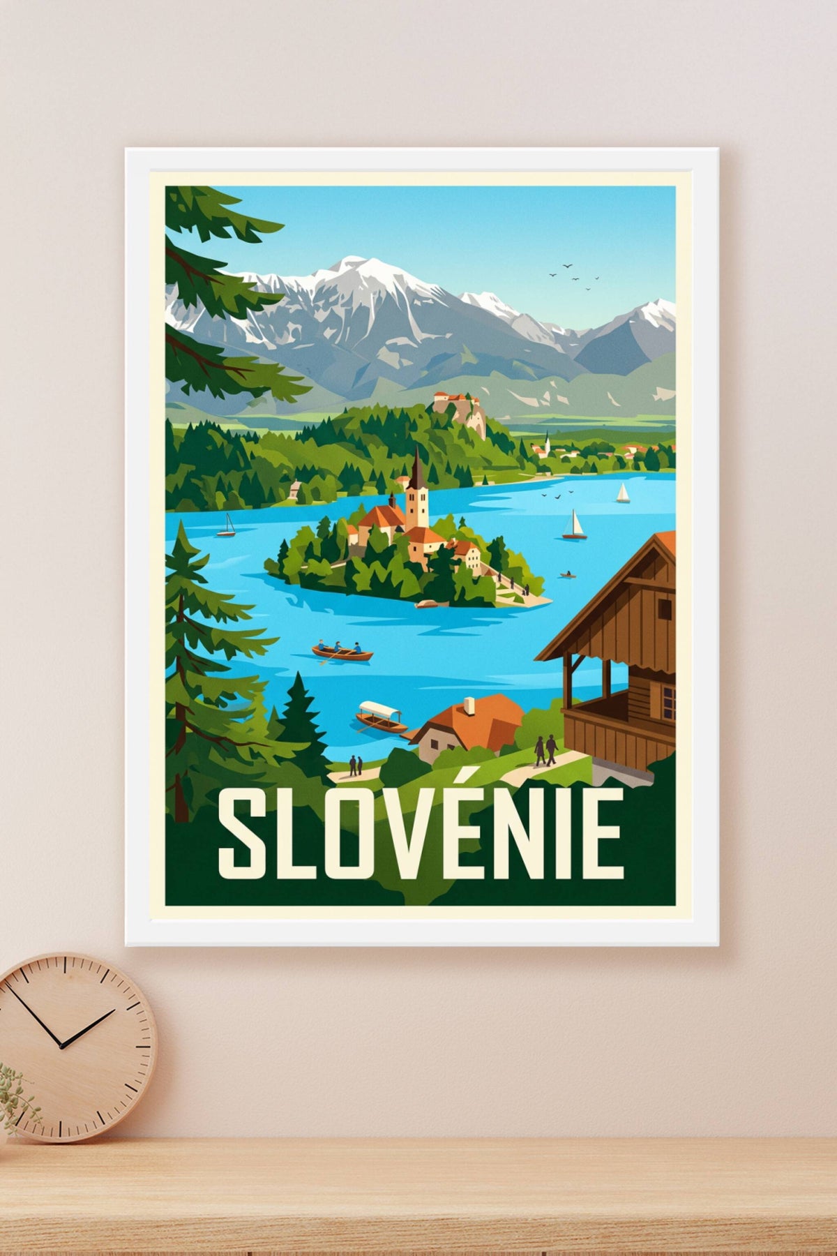 Affiche de Slovénie, Lac de Bled et montagnes