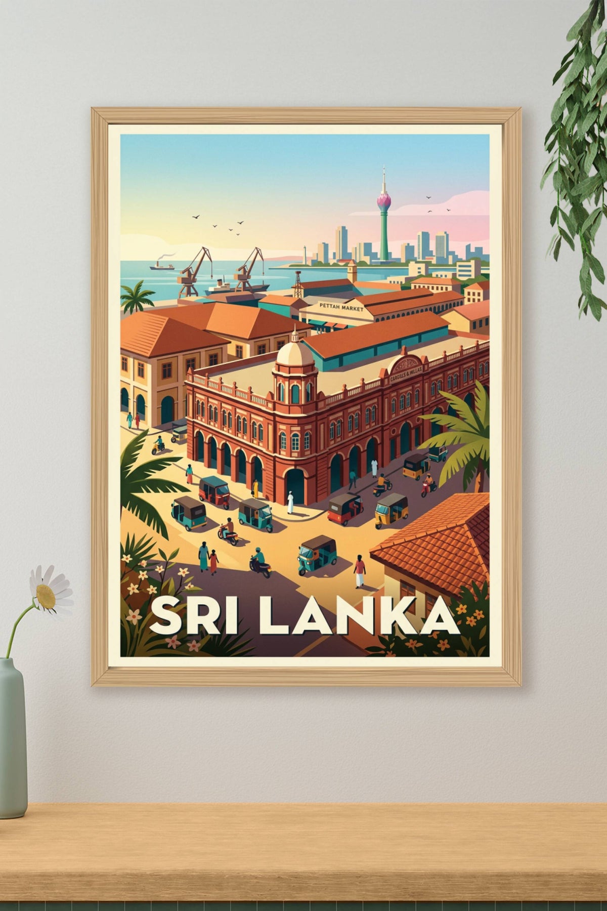 Affiche du Sri Lanka, illustration Pettah Market