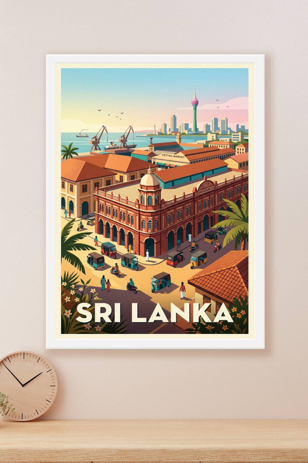 Affiche du Sri Lanka, illustration Pettah Market