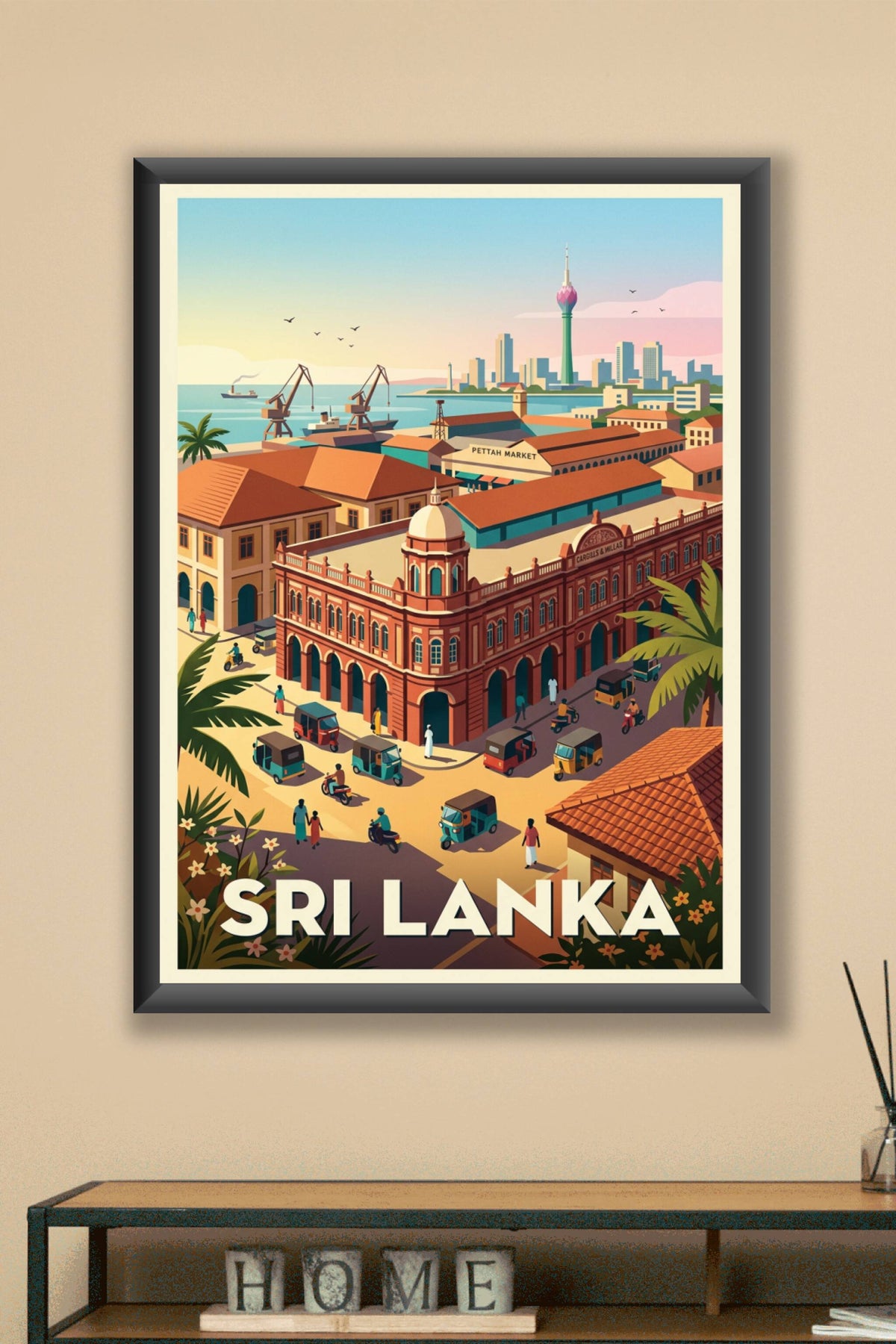 Affiche du Sri Lanka, illustration Pettah Market