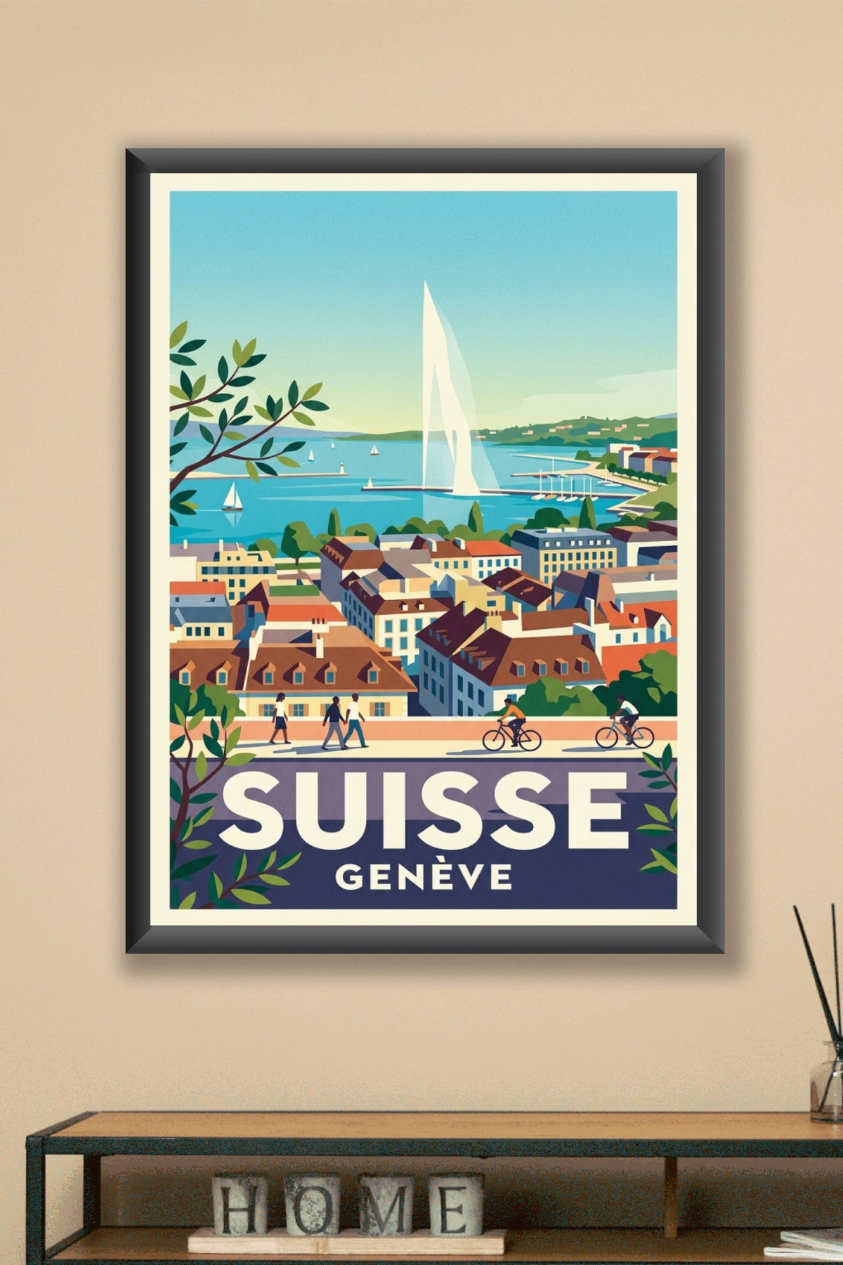 Affiche de Genève, poster Jet d'eau